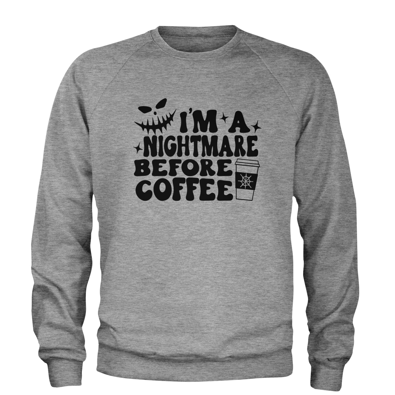 I'm A Nightmare Before Coffee Adult Crewneck Sweatshirt Heather Grey