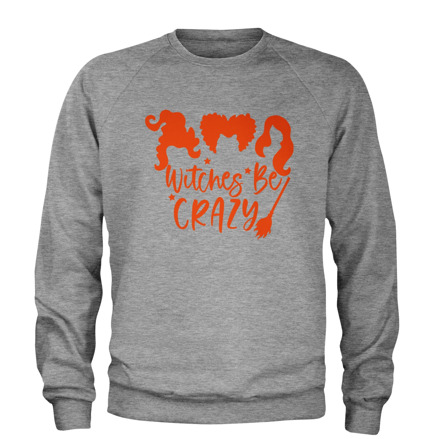 Witches Be Crazy Hocus Pocus Adult Crewneck Sweatshirt Heather Grey