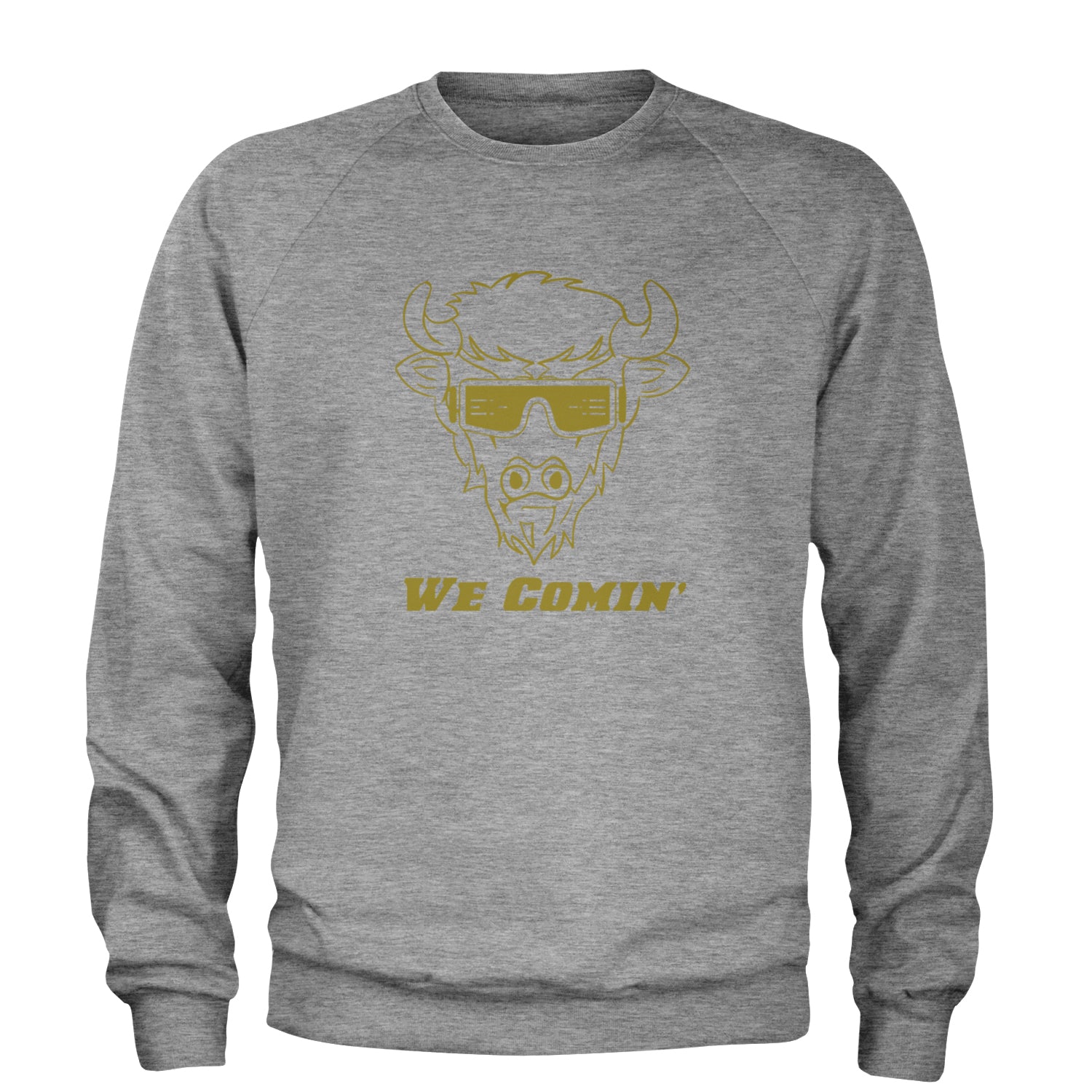 We Coming Coach Prime Colorado Adult Crewneck Sweatshirt Heather Grey