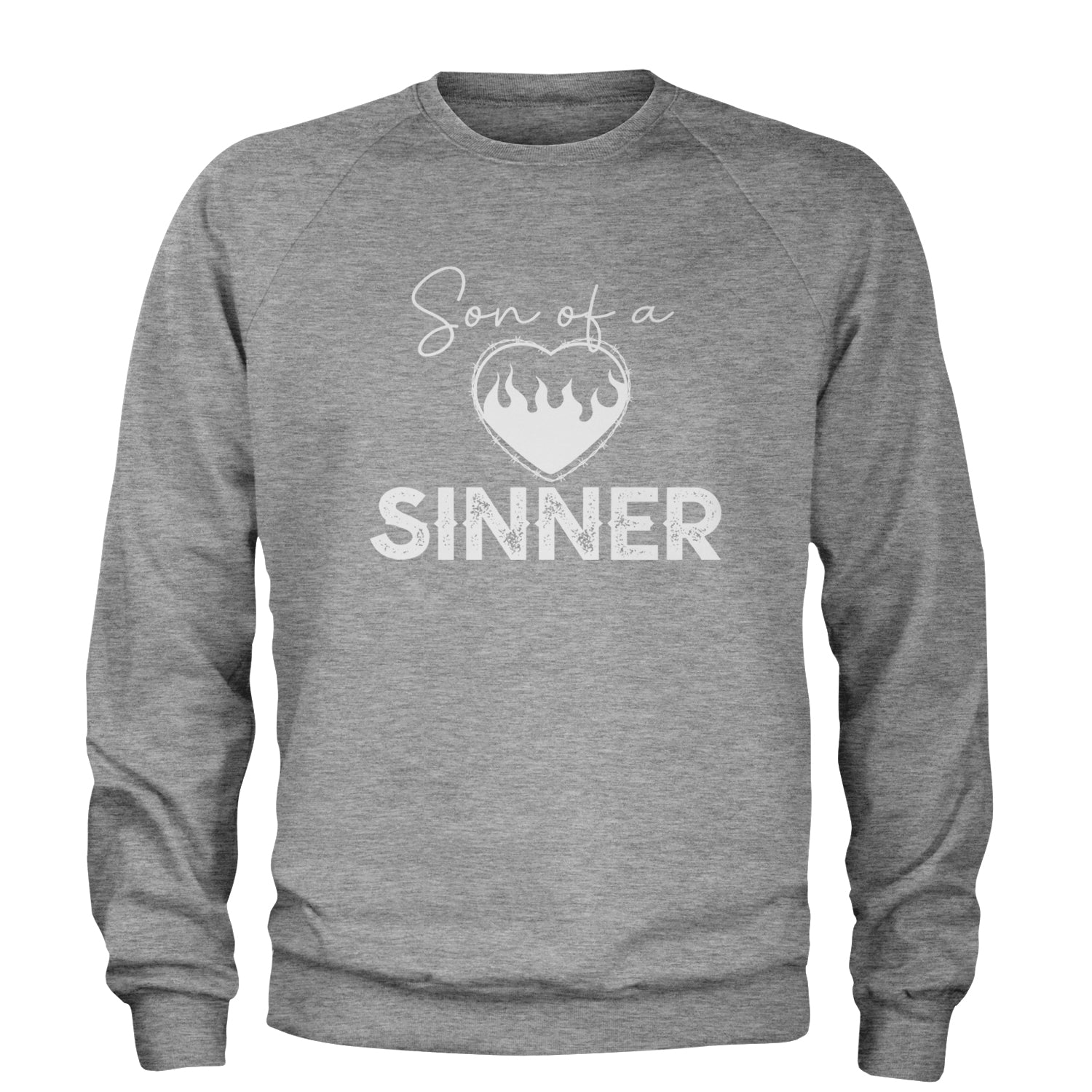 Son Of A Sinner Somebody Save Me From Myself  Adult Crewneck Sweatshirt Heather Grey