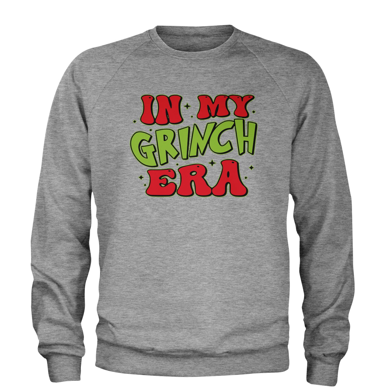 In My Gr-nch Era Jolly Merry Christmas Adult Crewneck Sweatshirt Heather Grey