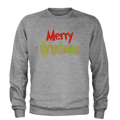 Merry Grinchmas Jolly Merry Christmas Adult Crewneck Sweatshirt Heather Grey
