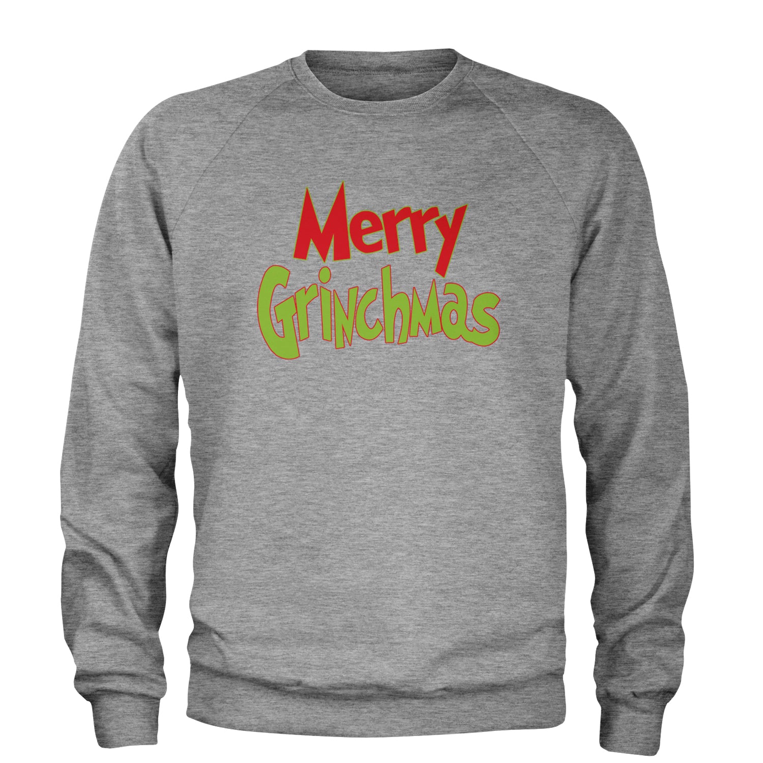 Merry Grinchmas Jolly Merry Christmas Adult Crewneck Sweatshirt Heather Grey