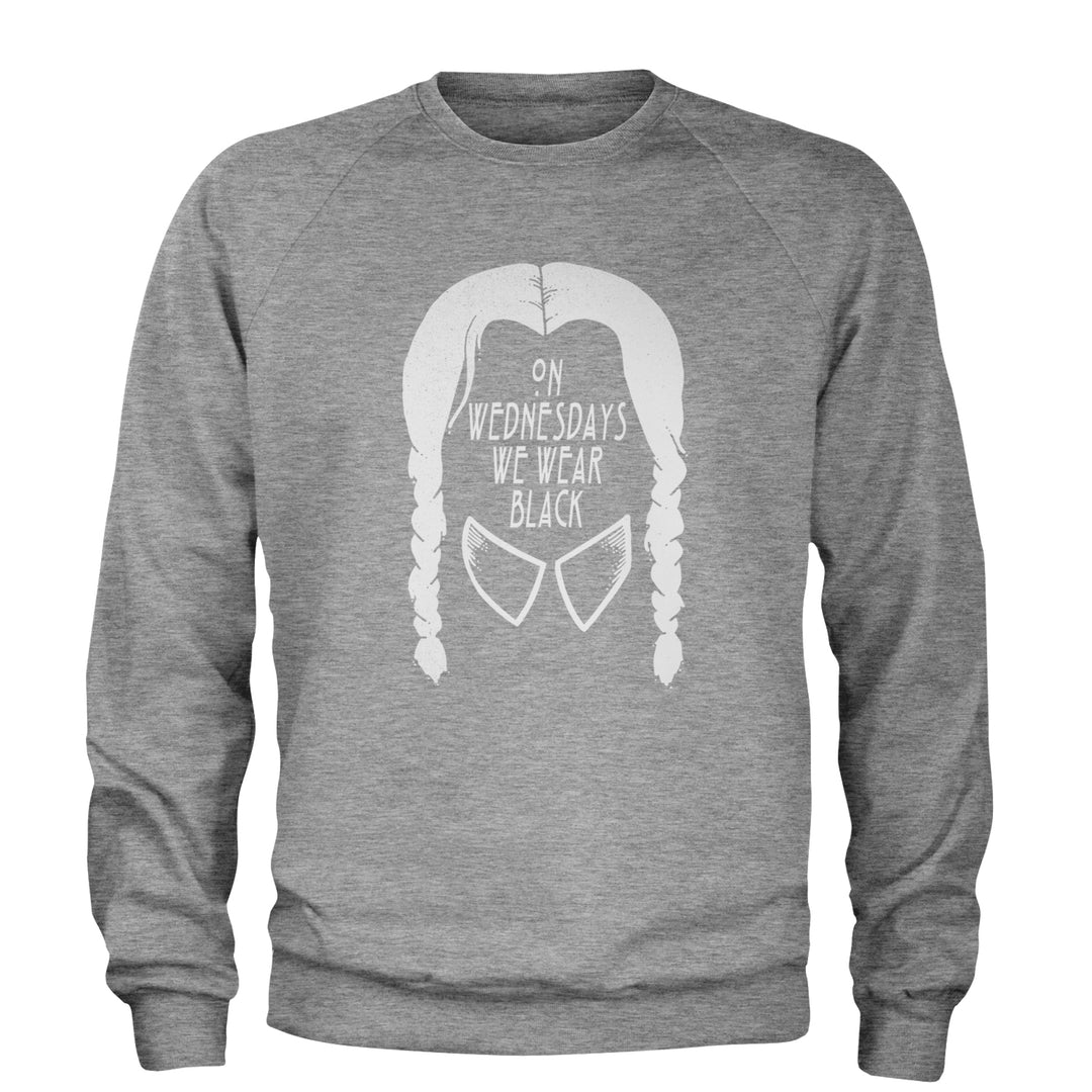 On Wednesdays, We Wear Black Adult Crewneck Sweatshirt Heather Grey