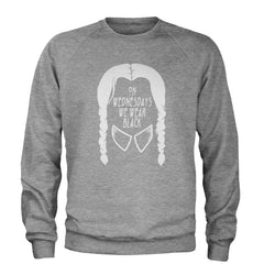 On Wednesdays, We Wear Black Adult Crewneck Sweatshirt Heather Grey