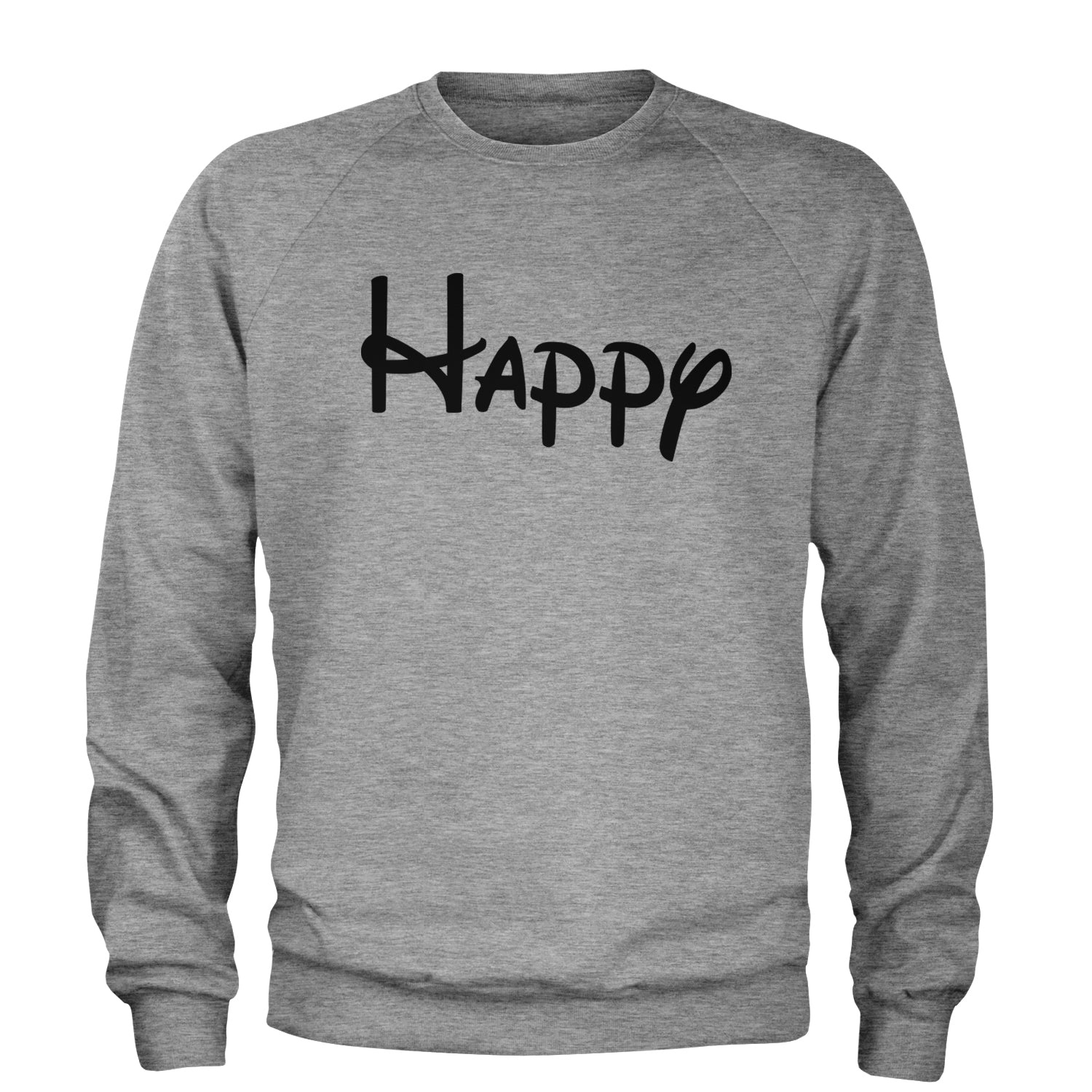 Happy - 7 Dwarfs Costume Adult Crewneck Sweatshirt Heather Grey