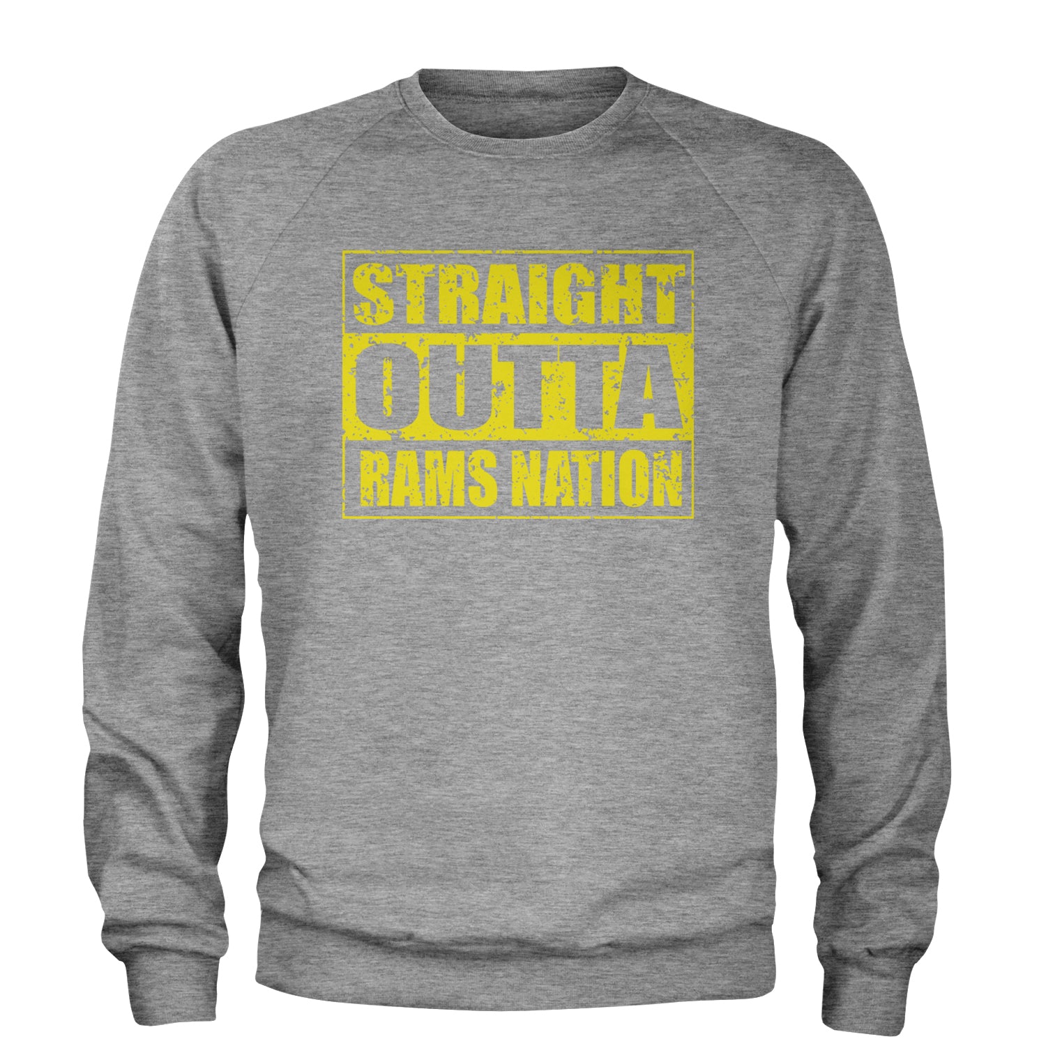 Straight Outta Rams Nation   Adult Crewneck Sweatshirt Heather Grey