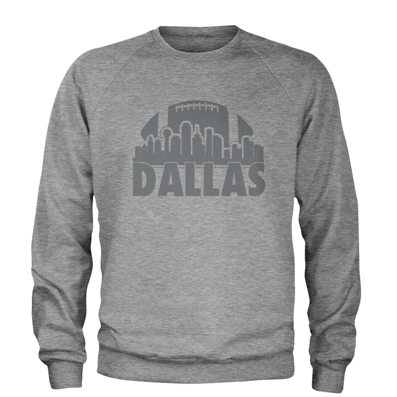 Dallas Texas Skyline Adult Crewneck Sweatshirt Heather Grey