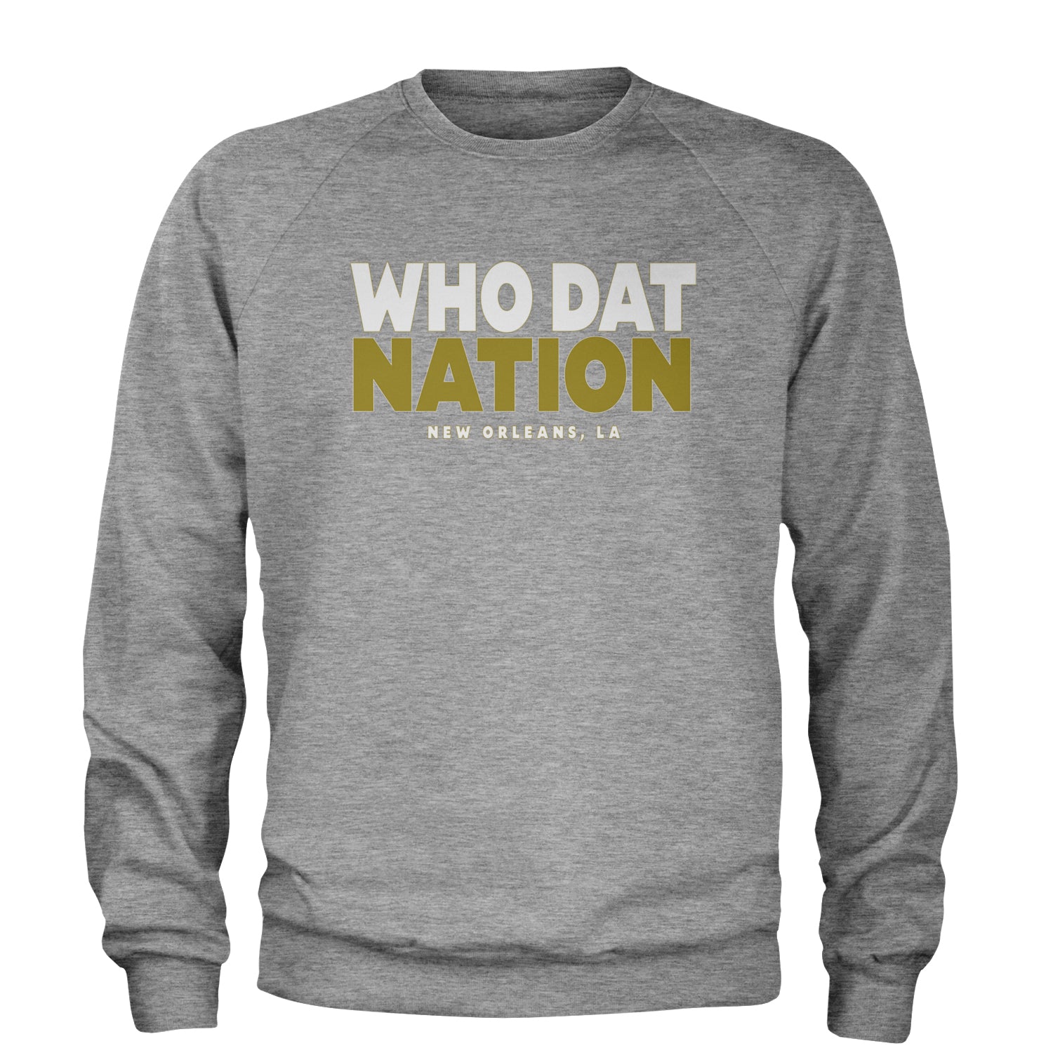 New Orleans Who Dat Nation Adult Crewneck Sweatshirt Heather Grey