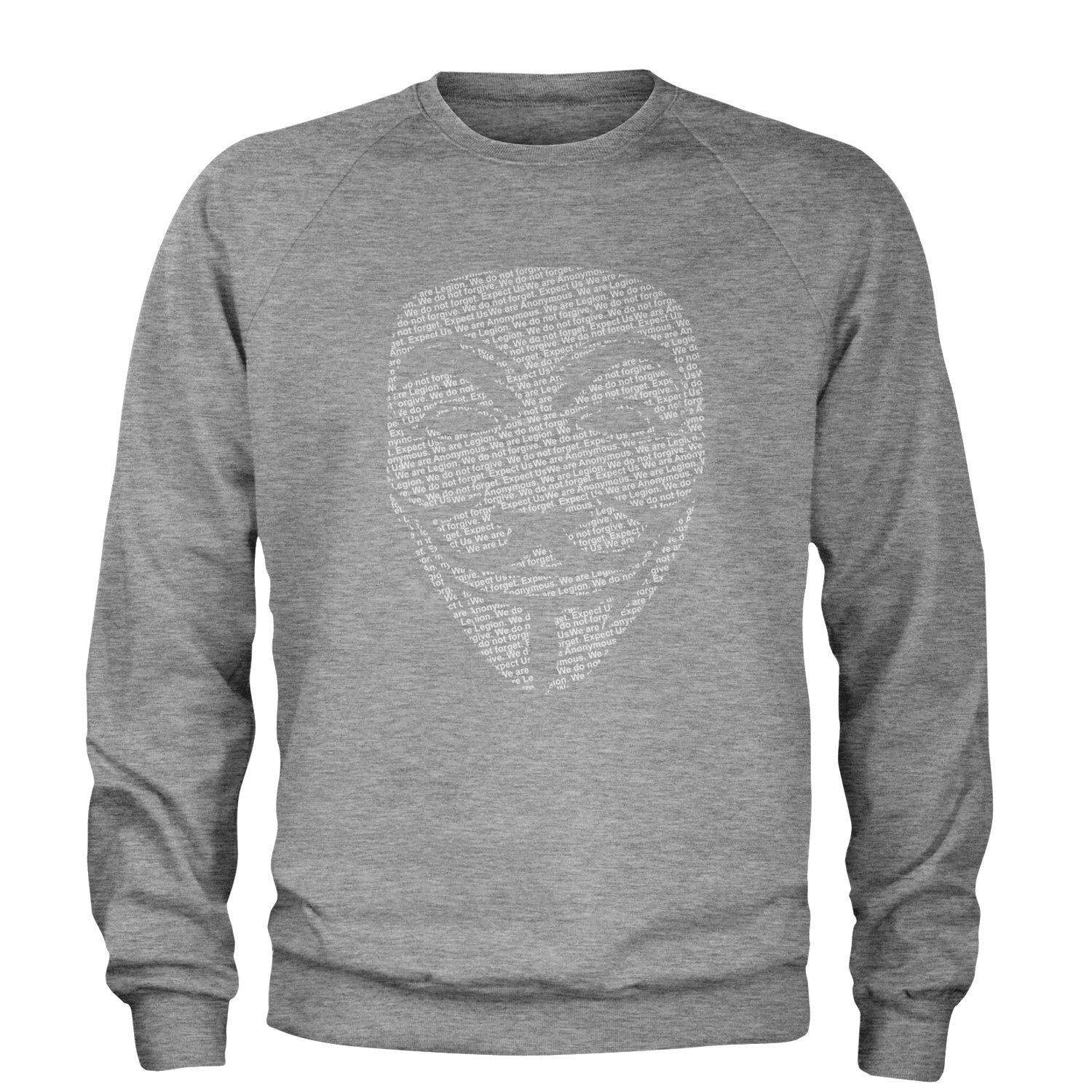 V For Vendetta Anonymous Mask Adult Crewneck Sweatshirt Heather Grey