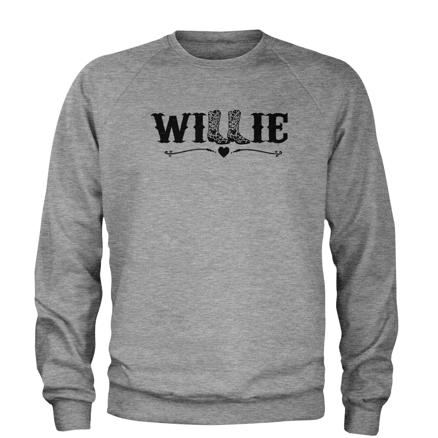 Willie Cowboy Boots Hippy Country Music Adult Crewneck Sweatshirt