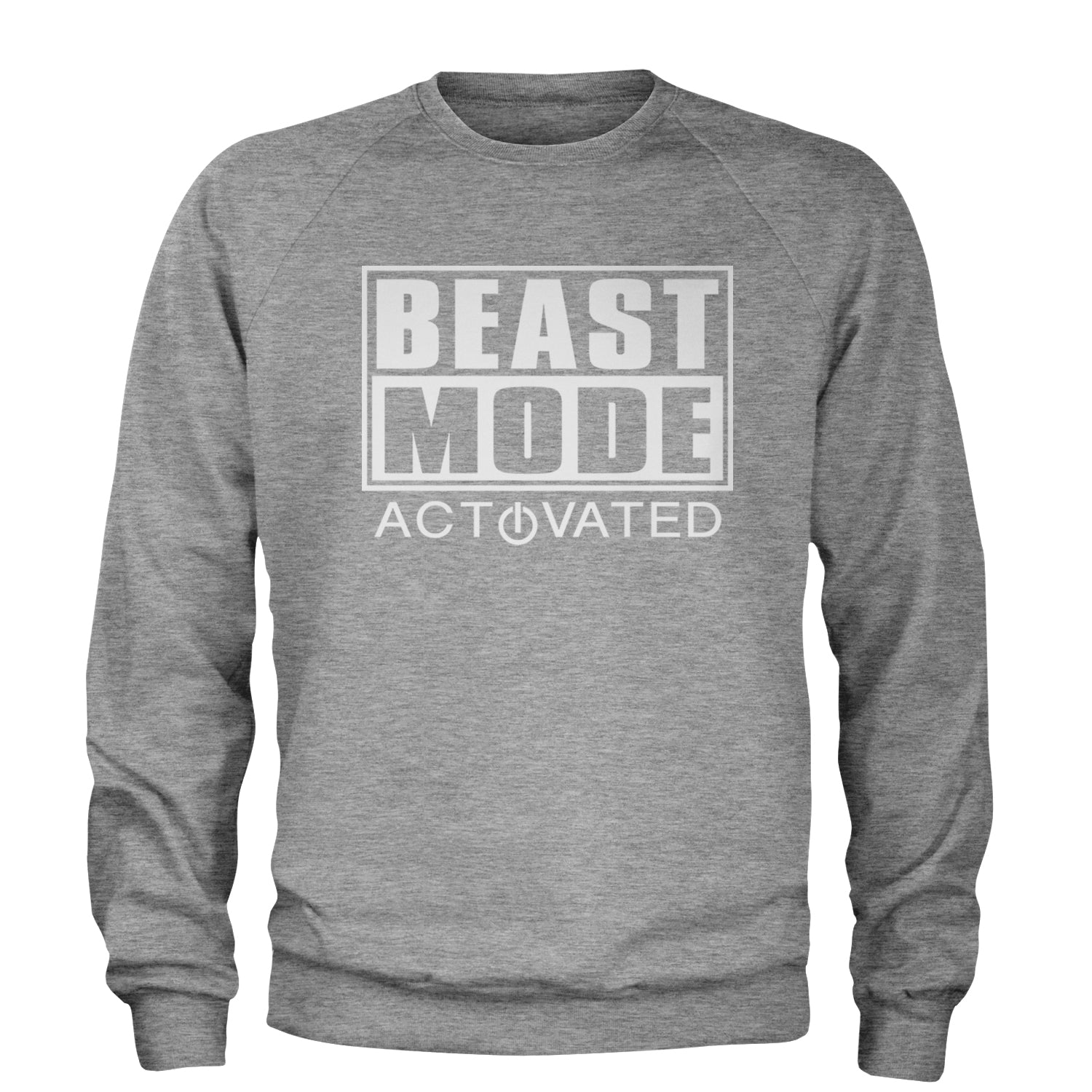 Activated Beast Mode Workout Gym Clothing Adult Crewneck Sweatshirt Heather Grey