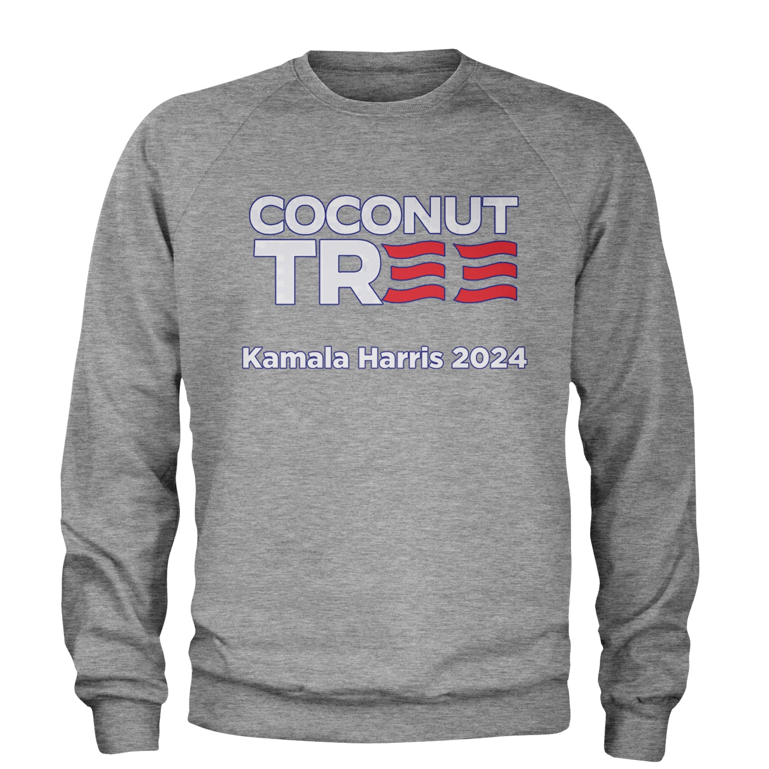 Coconut Tree - Support Kamala Harris For President 2024 Adult Crewneck Sweatshirt Heather Grey