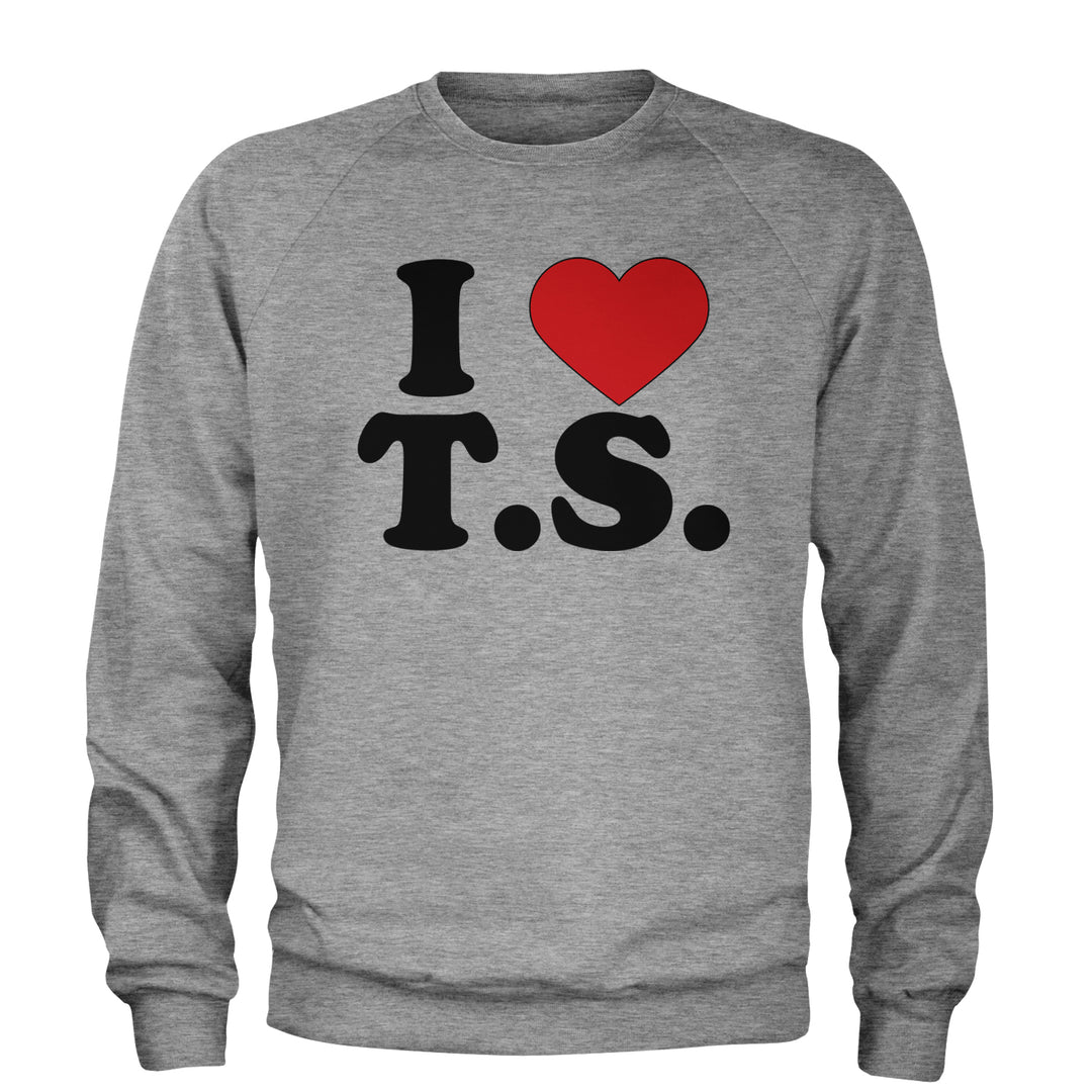 I Heart T.S. Concert Music Lover  Adult Crewneck Sweatshirt Heather Grey