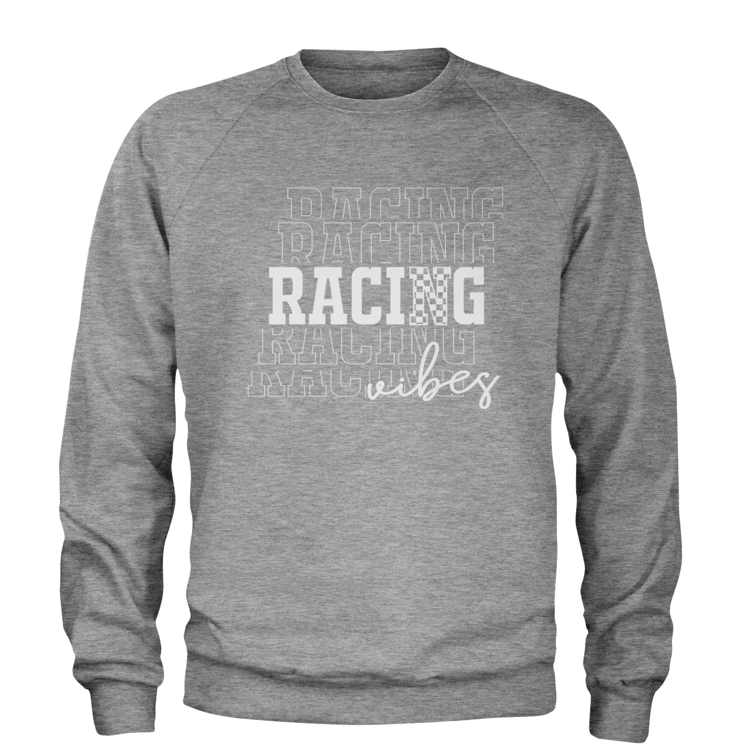 Racing Vibes Adult Crewneck Sweatshirt Heather Grey