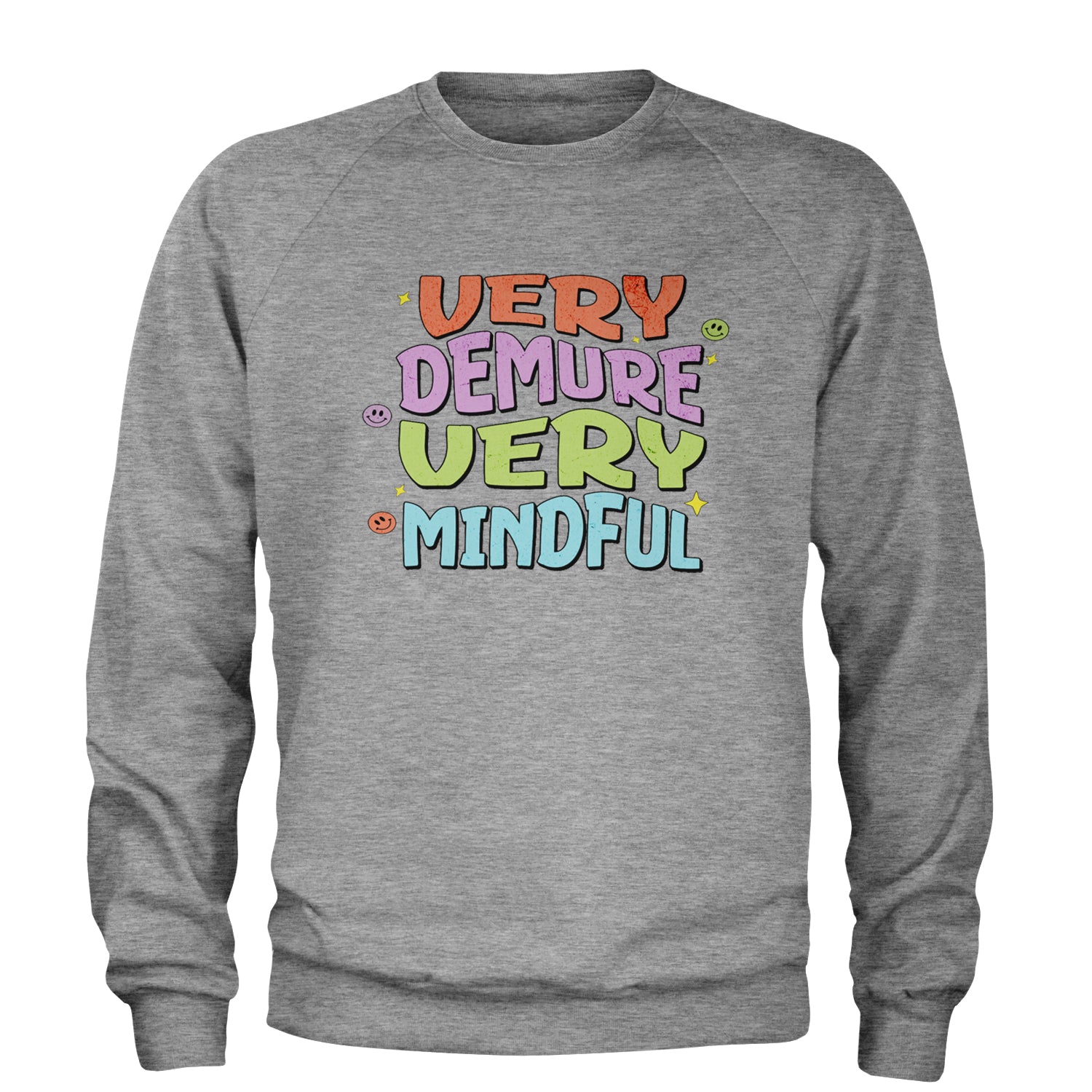 Very Demure, Very Mindful Adult Crewneck Sweatshirt Heather Grey