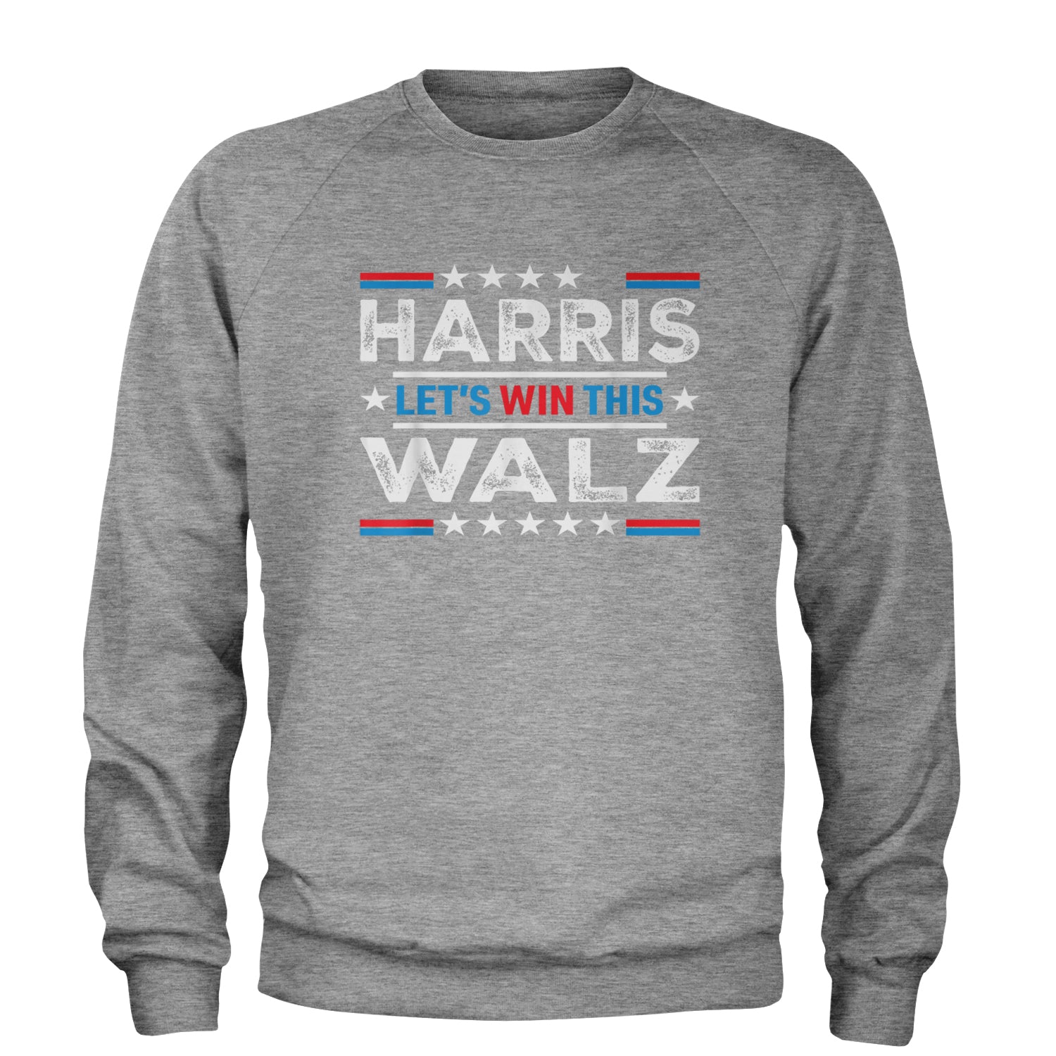 Kamala Harris and Tim Walz For President Adult Crewneck Sweatshirt Heather Grey