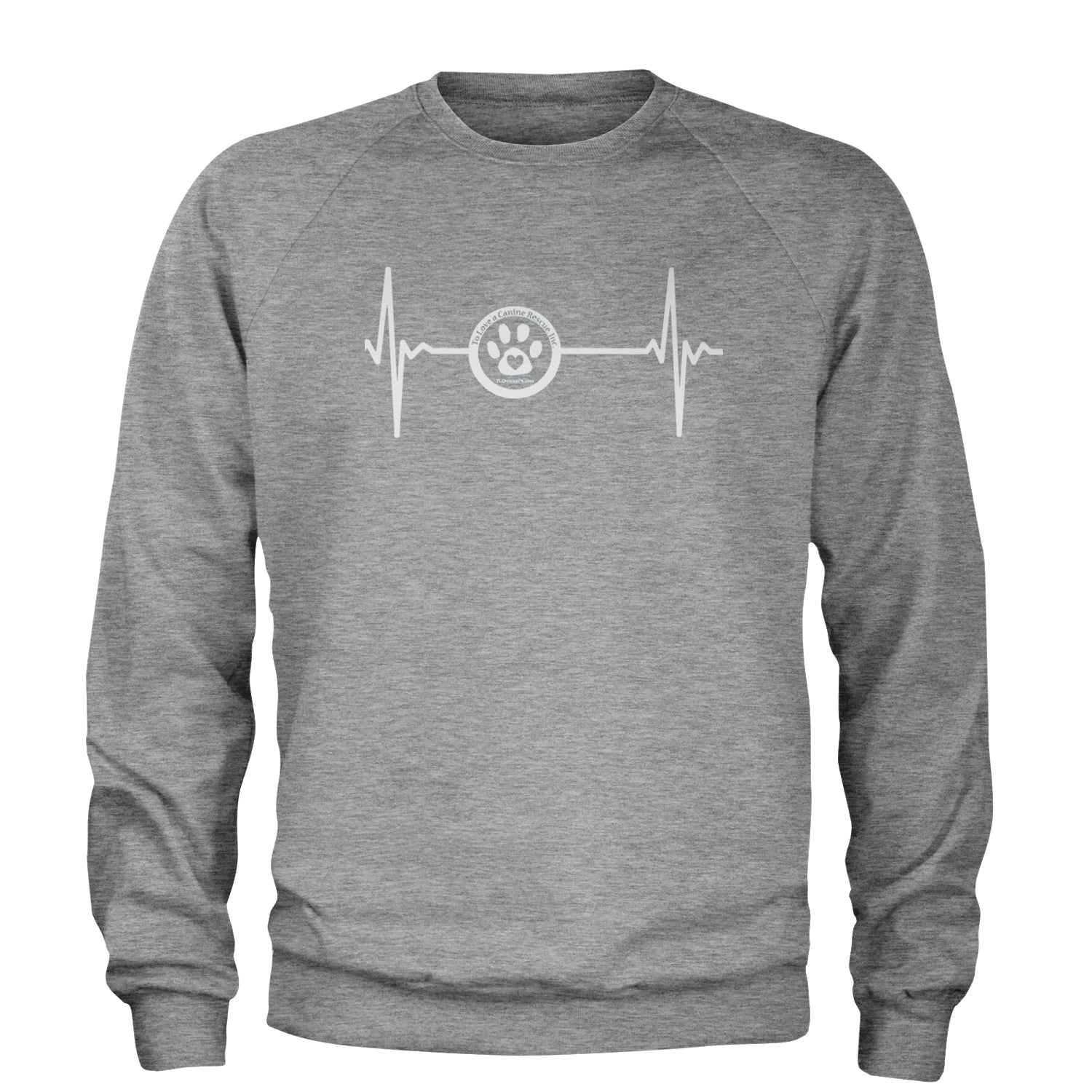 TLC Rescue Heartbeat Adult Crewneck Sweatshirt Heather Grey