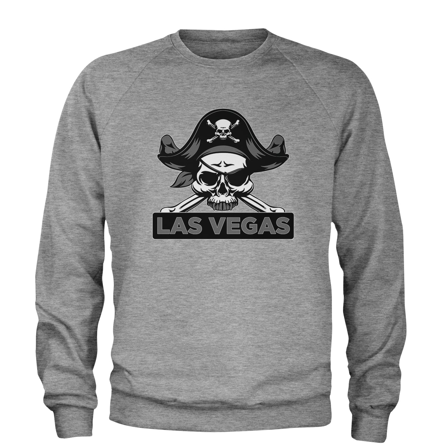 Raider Skull Straight Outta Las Vegas Adult Crewneck Sweatshirt Heather Grey