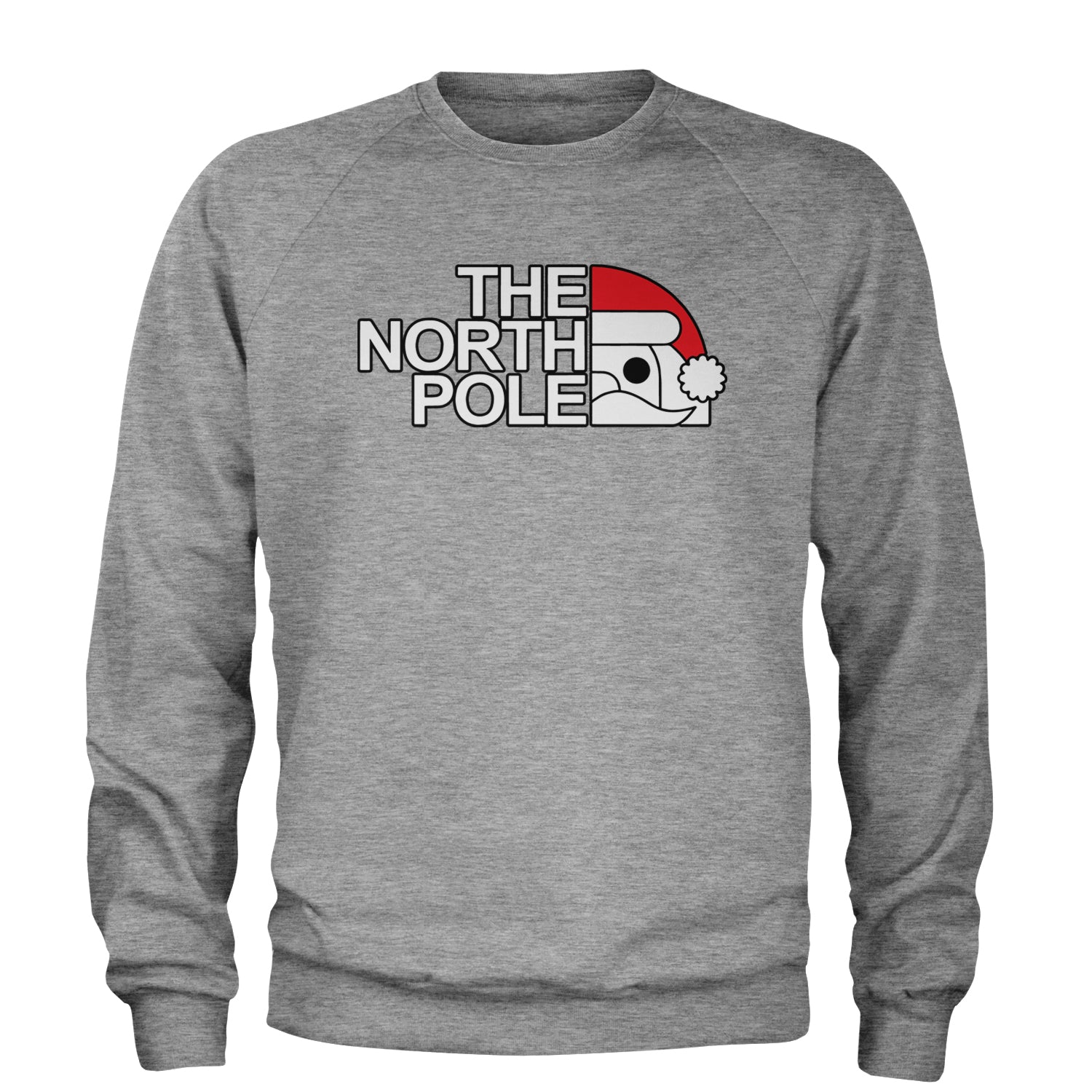 The North Pole Santa Face Adult Crewneck Sweatshirt Heather Grey