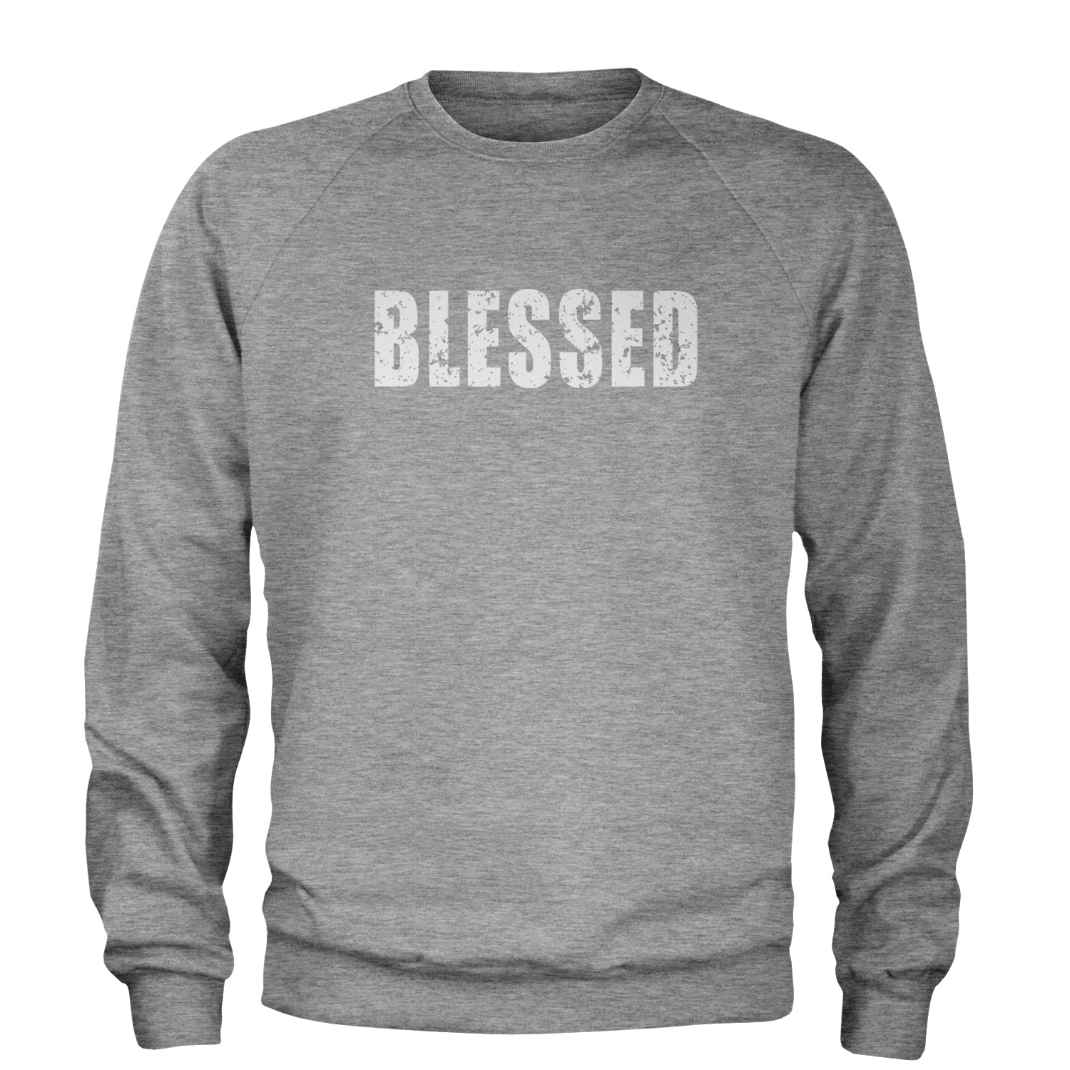 Blessed Religious Grateful Thankful Adult Crewneck Sweatshirt Heather Grey