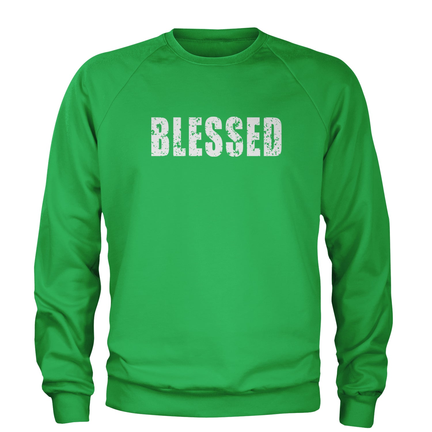 Blessed Religious Grateful Thankful Adult Crewneck Sweatshirt Kelly Green