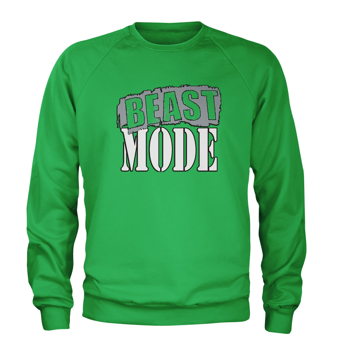 Beast Mode Training Gym Workout Adult Crewneck Sweatshirt Kelly Green