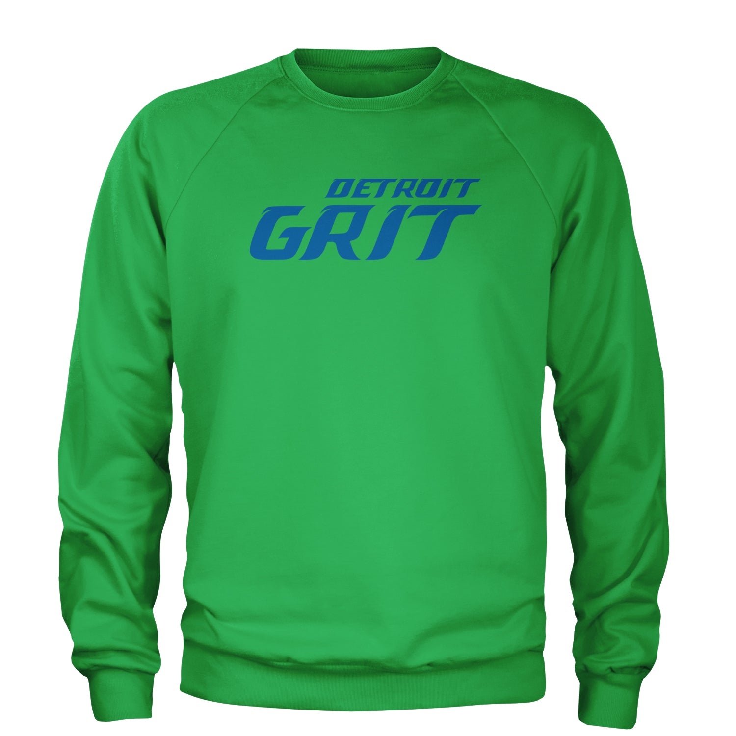 Grit Detroit Football Hard Knocks Adult Crewneck Sweatshirt Kelly Green