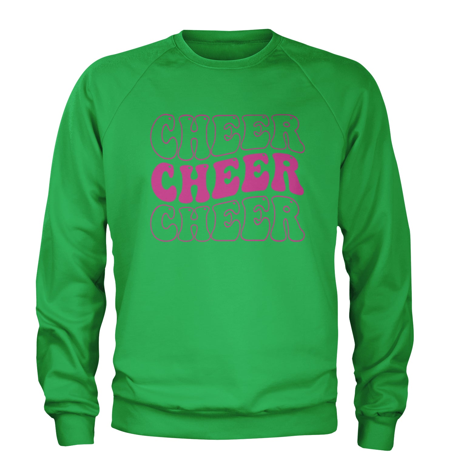 Cheer Cheer Cheer Adult Crewneck Sweatshirt Kelly Green