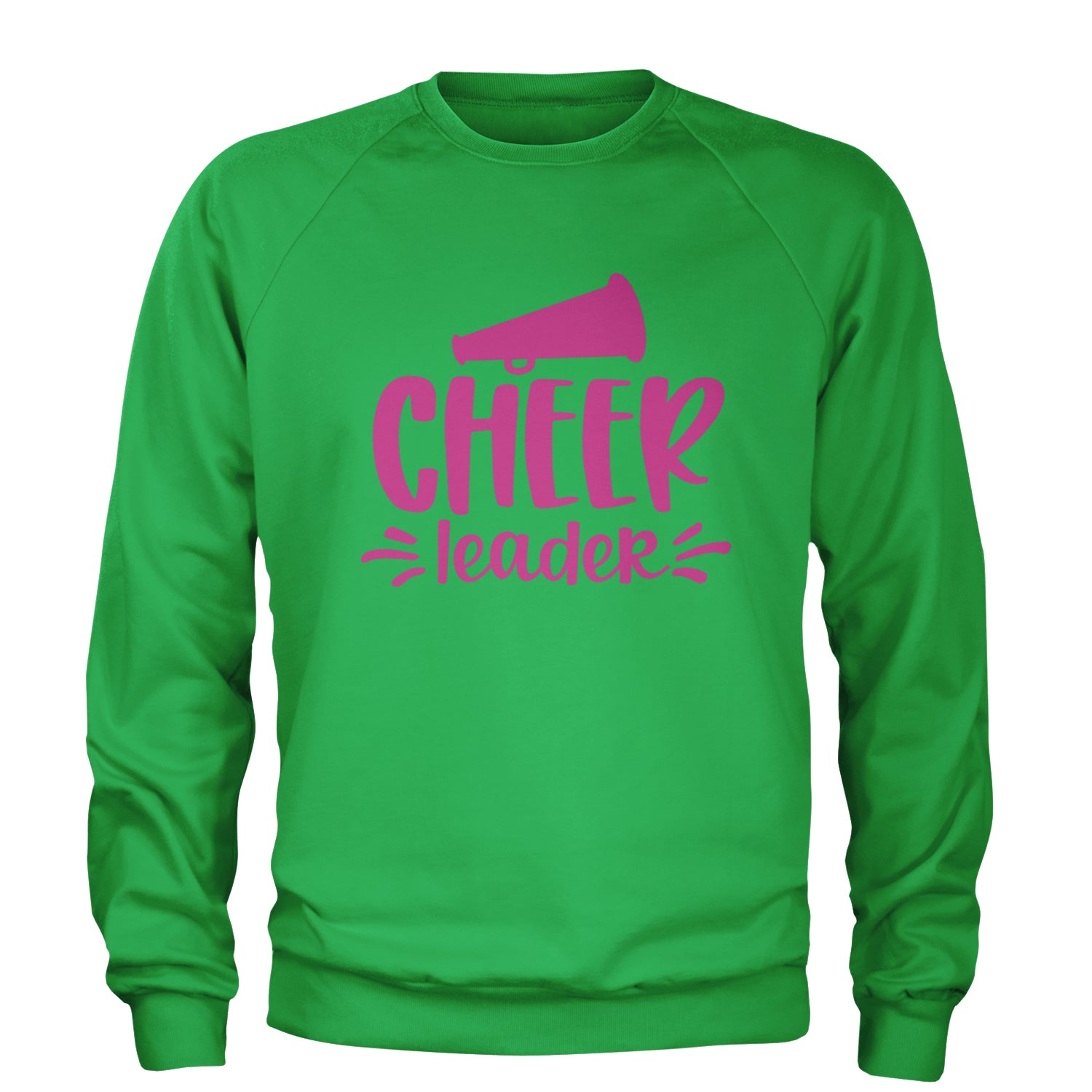 Cheerleader Bullhorn Adult Crewneck Sweatshirt Kelly Green