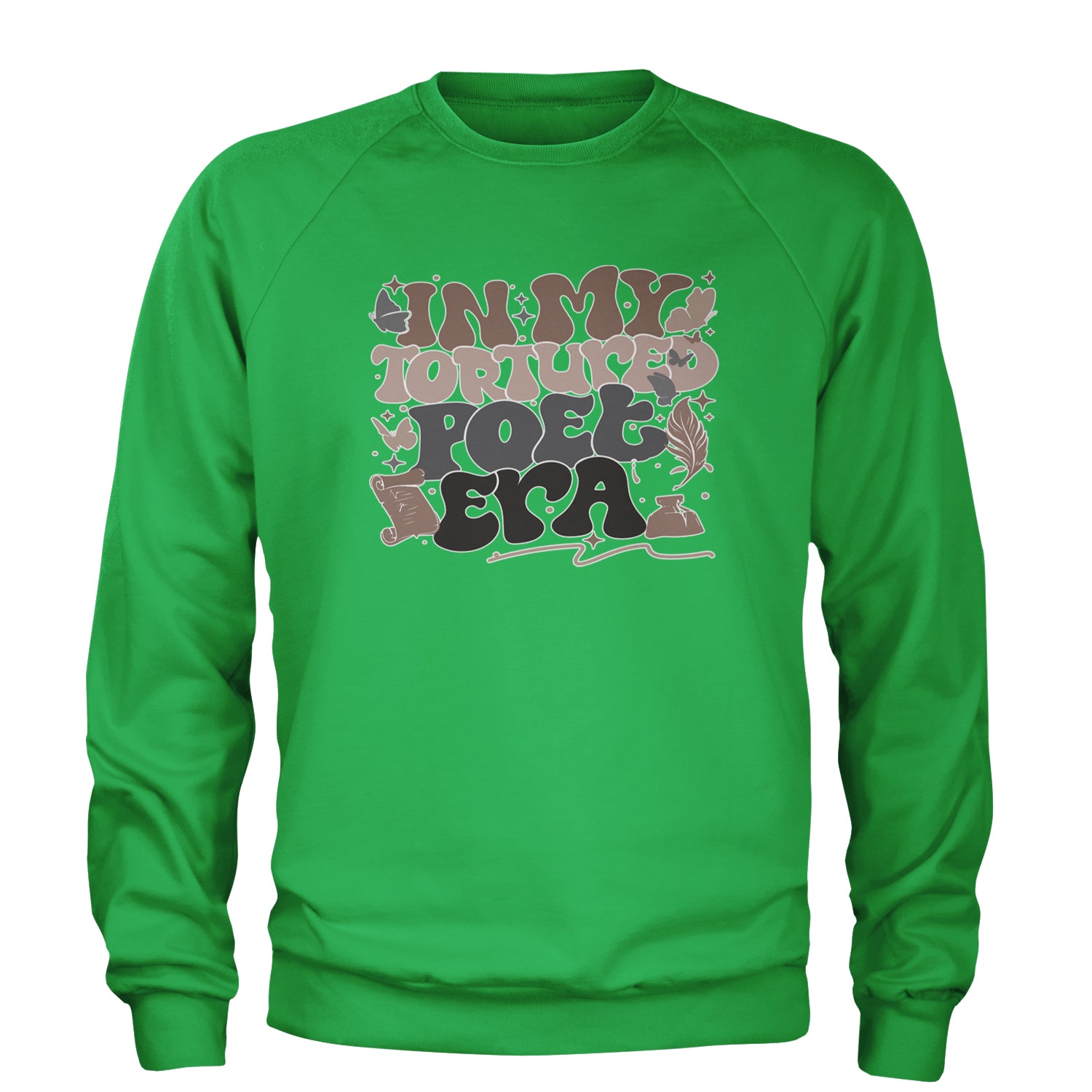 In My Tortured Poet Era TTPD Music Adult Crewneck Sweatshirt Kelly Green