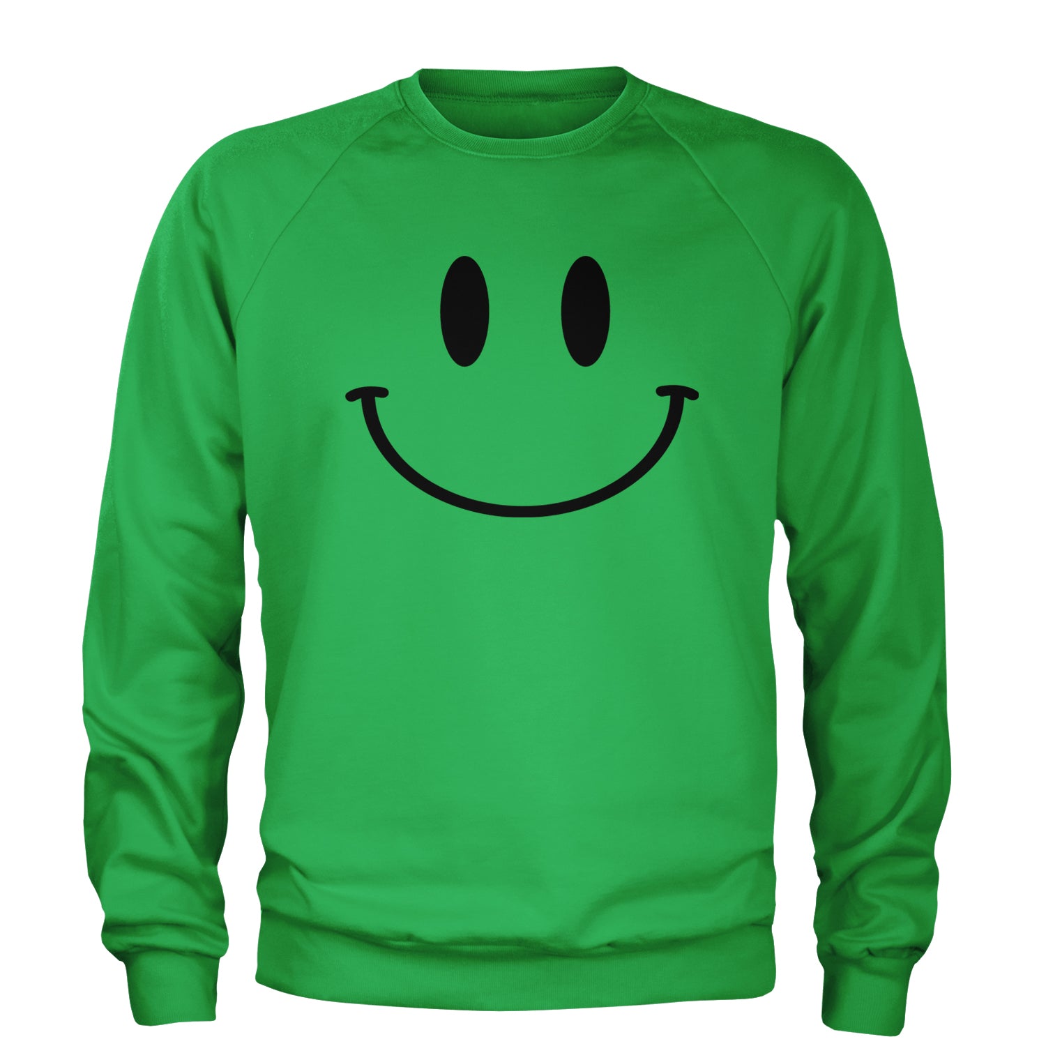 Smile Face Adult Crewneck Sweatshirt Kelly Green