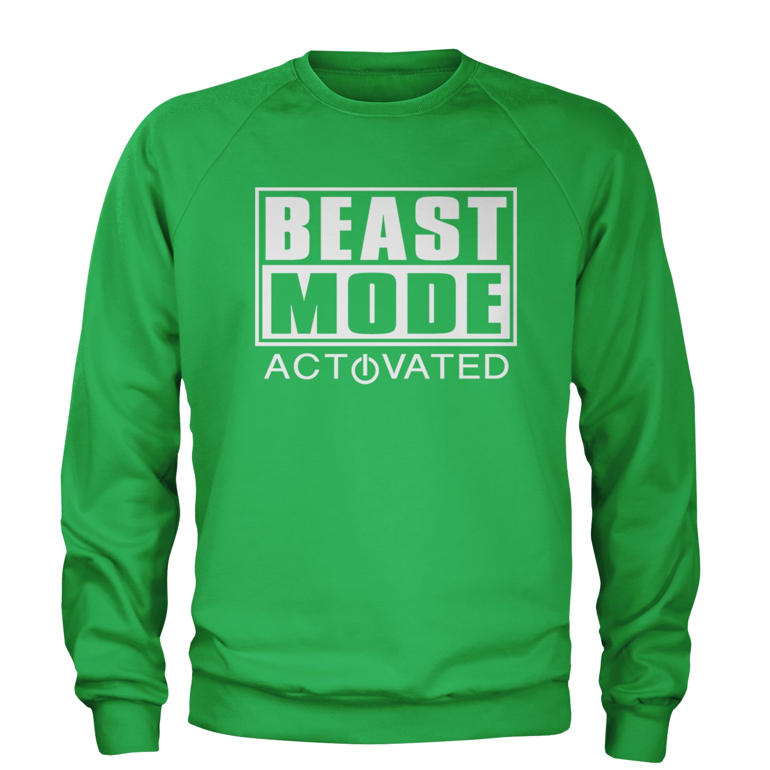 Activated Beast Mode Workout Gym Clothing Adult Crewneck Sweatshirt Kelly Green