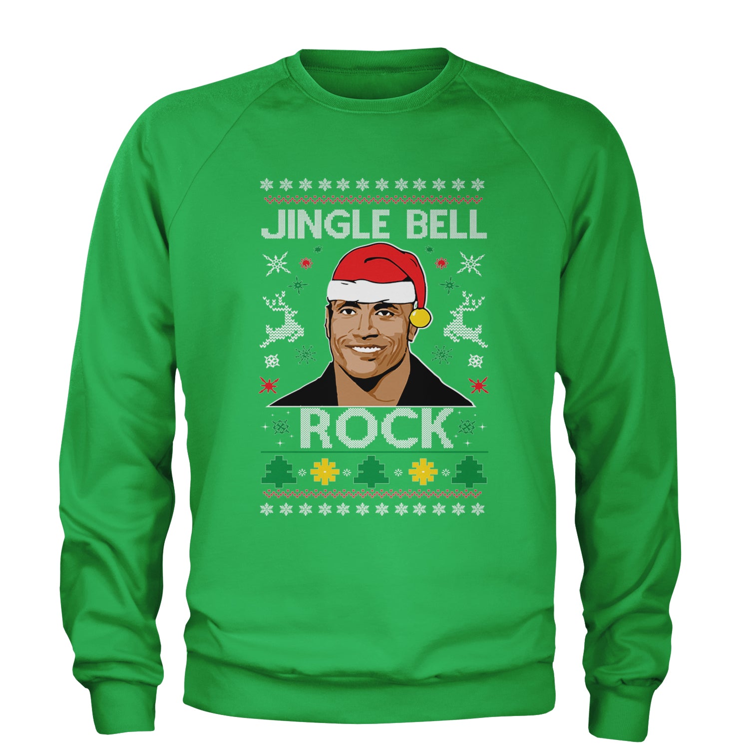 Jingle Bell Rock Ugly Christmas Adult Crewneck Sweatshirt Kelly Green