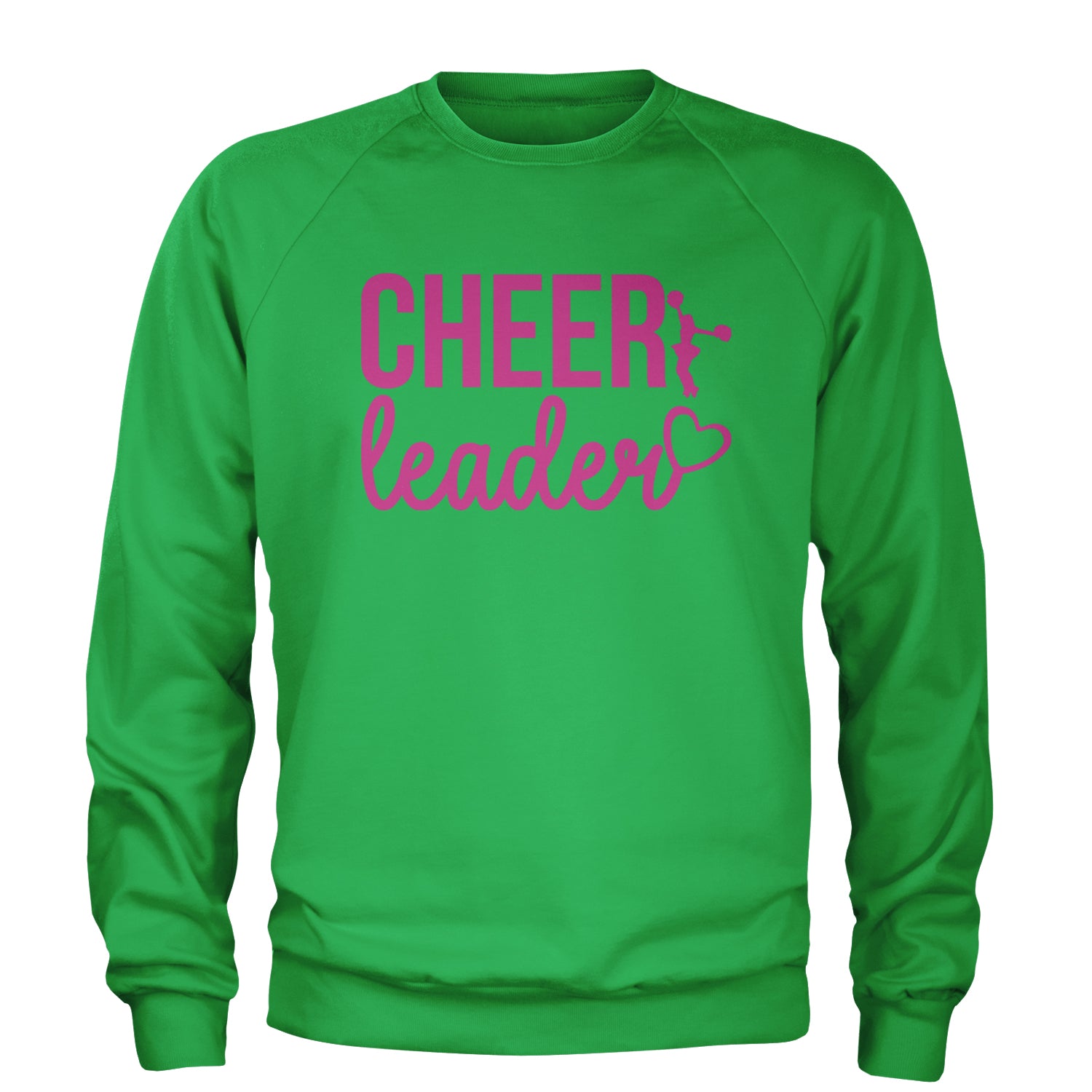 Cheerleader Heart Love Adult Crewneck Sweatshirt Kelly Green