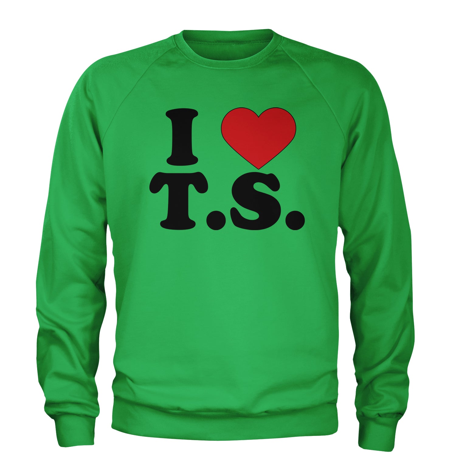 I Heart T.S. Concert Music Lover  Adult Crewneck Sweatshirt Kelly Green