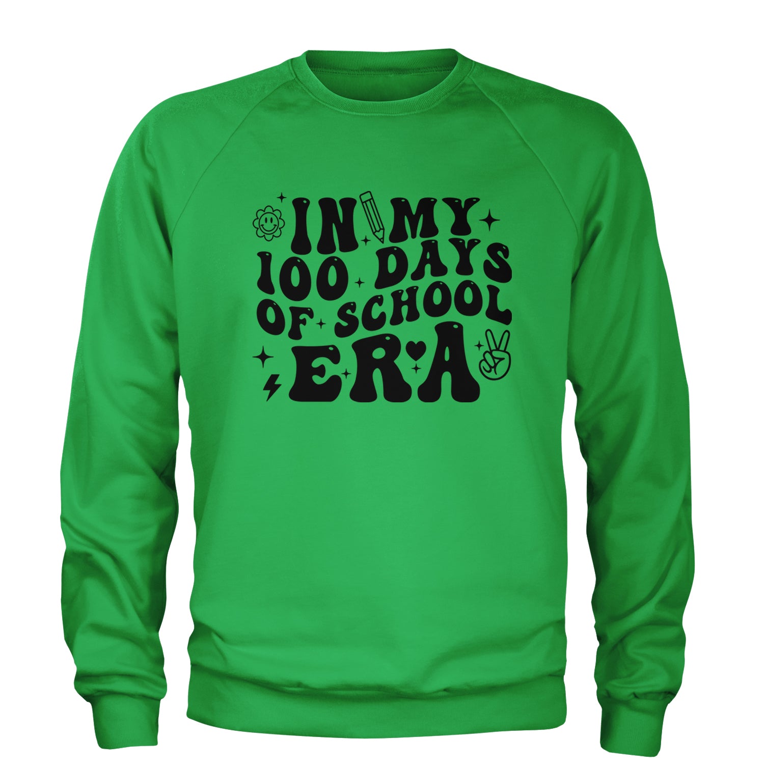 In My 100 Days Of School Era Adult Crewneck Sweatshirt Heather Grey