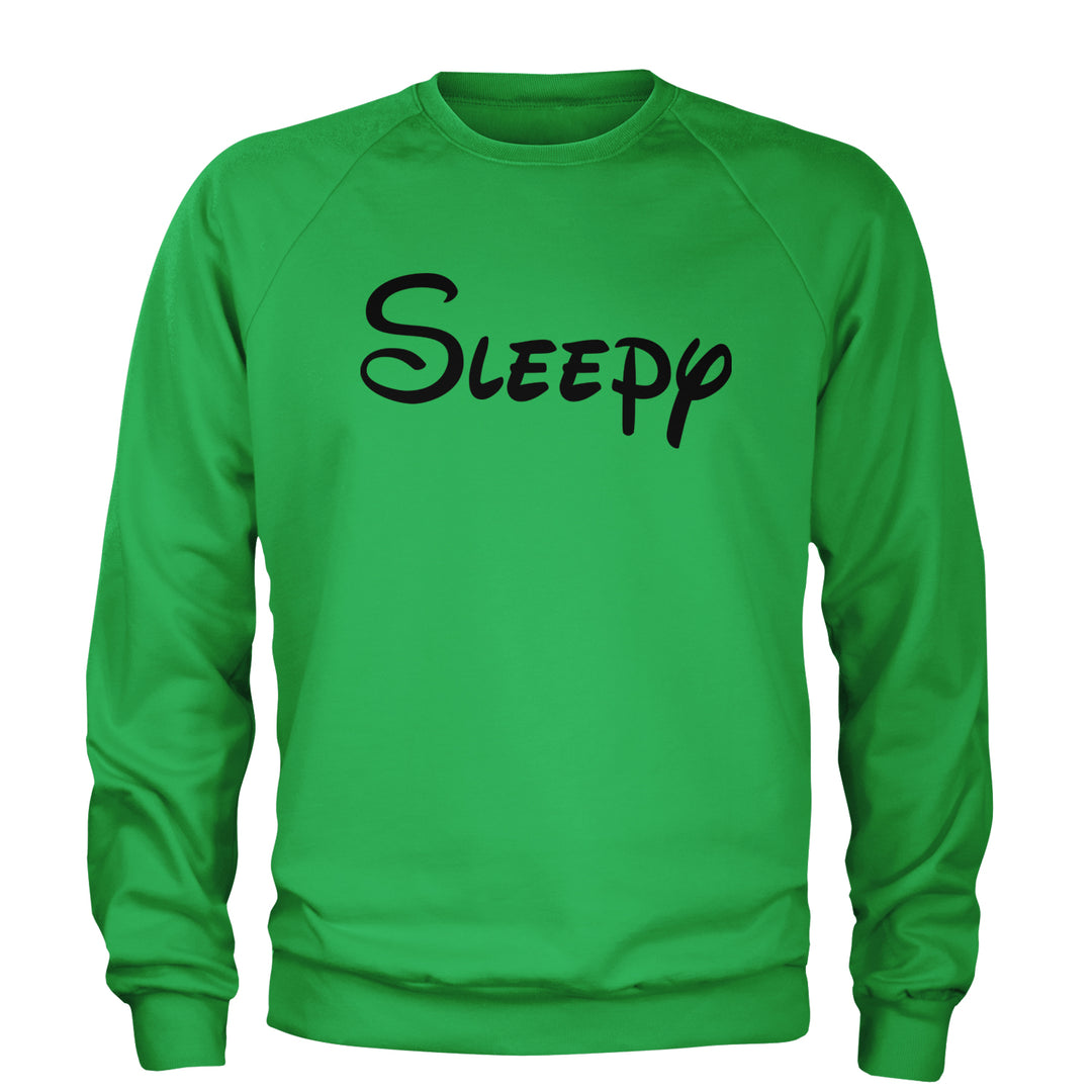 Sleepy - 7 Dwarfs Costume Adult Crewneck Sweatshirt Kelly Green