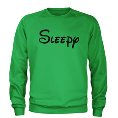 Sleepy - 7 Dwarfs Costume Adult Crewneck Sweatshirt Kelly Green
