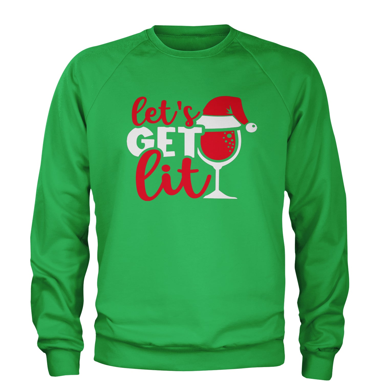 Let’s Get Lit Adult Crewneck Sweatshirt Kelly Green