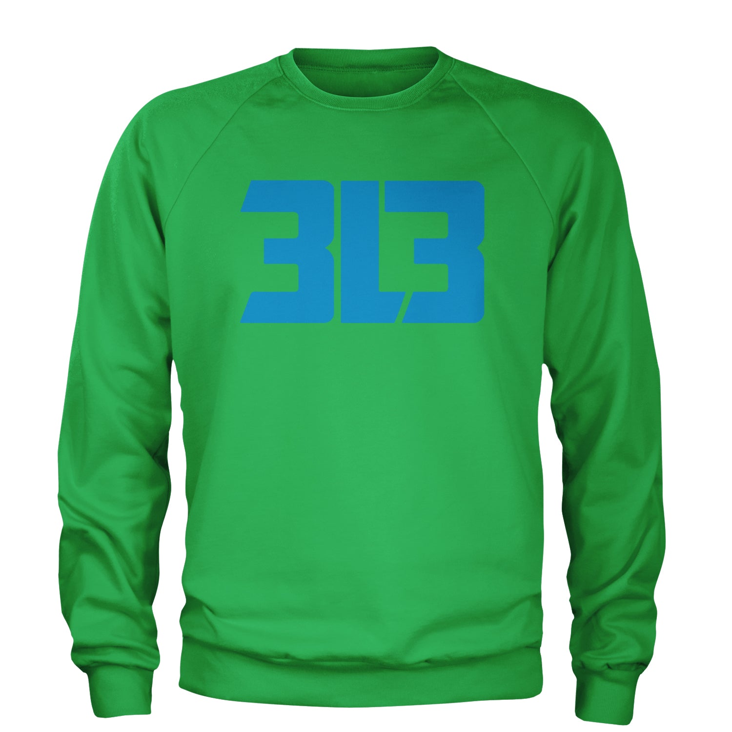 3L3 From The 313 Detroit Football Adult Crewneck Sweatshirt Kelly Green