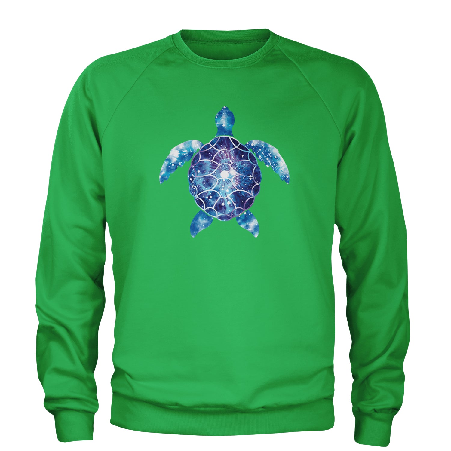 Ocean Aura Tie-Dye Sea Turtle Adult Crewneck Sweatshirt Kelly Green