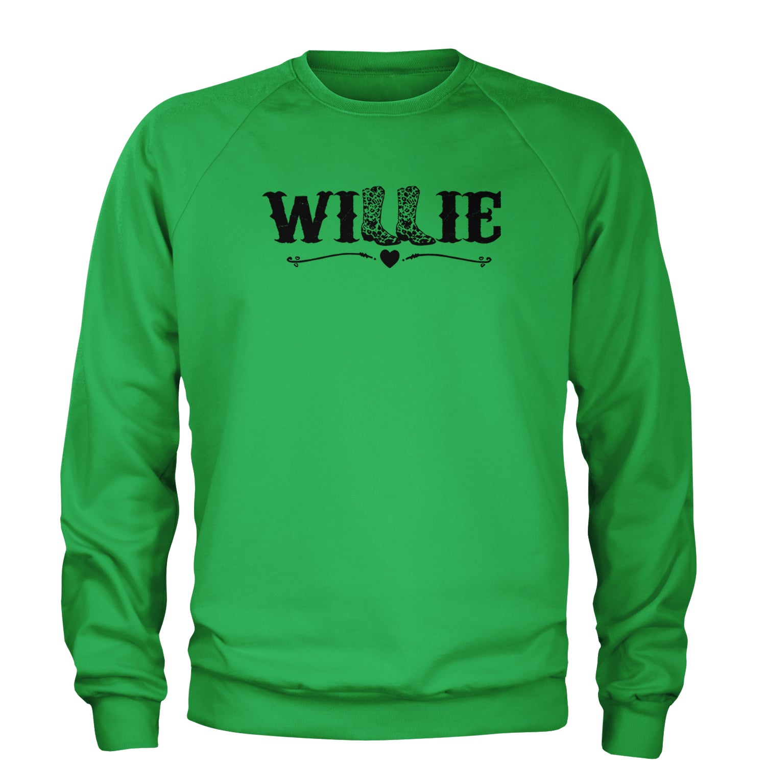Willie Cowboy Boots Hippy Country Music Adult Crewneck Sweatshirt Heather Grey