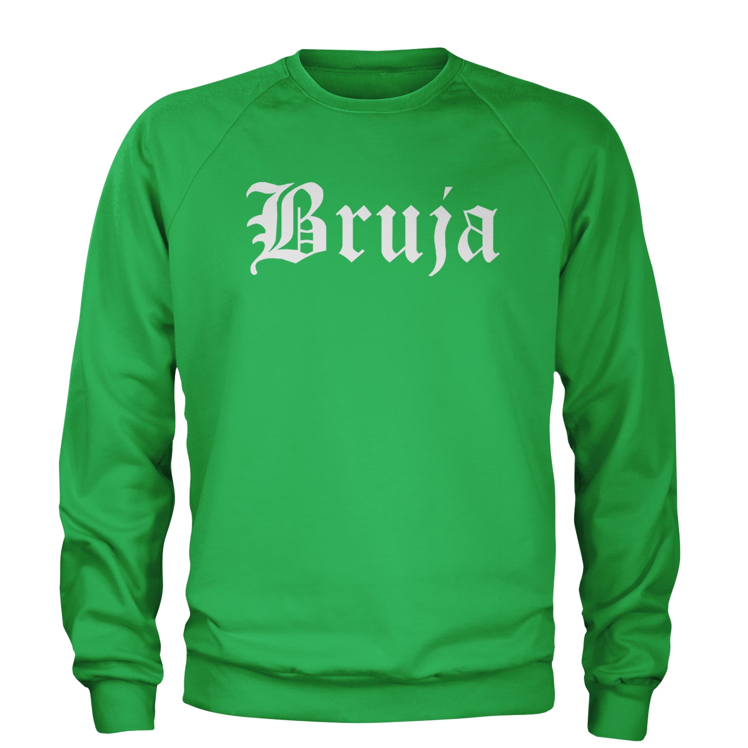 Bruja Gothic Spanish Witch Adult Crewneck Sweatshirt Kelly Green