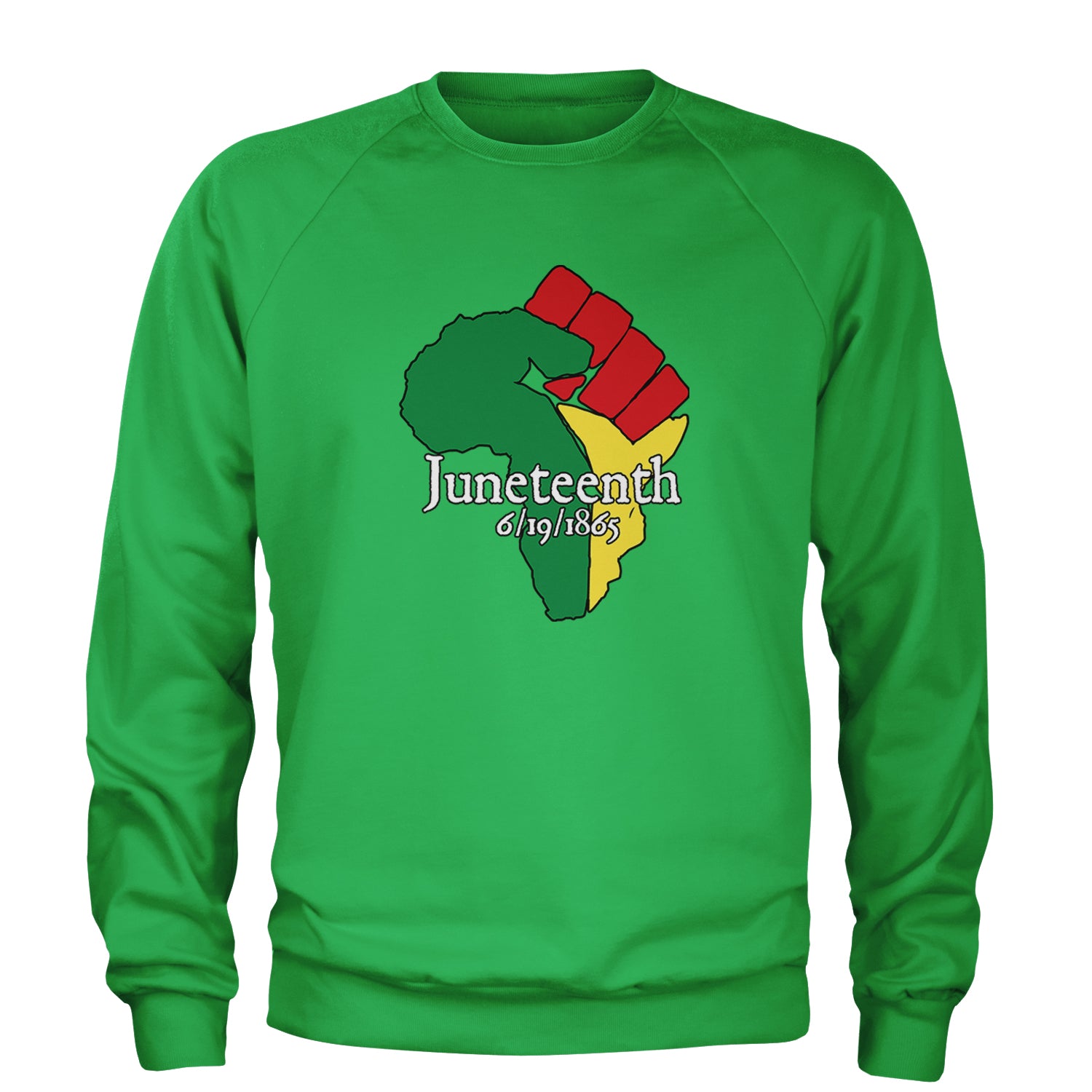 Juneteenth Raised Fist Africa Celebrate Emancipation Day Adult Crewneck Sweatshirt Kelly Green