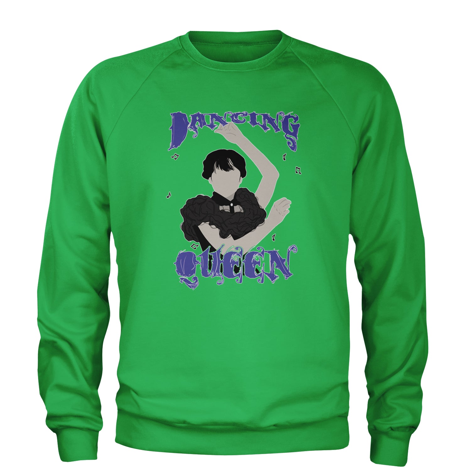 Wednesday Dancing Queen Adult Crewneck Sweatshirt Kelly Green