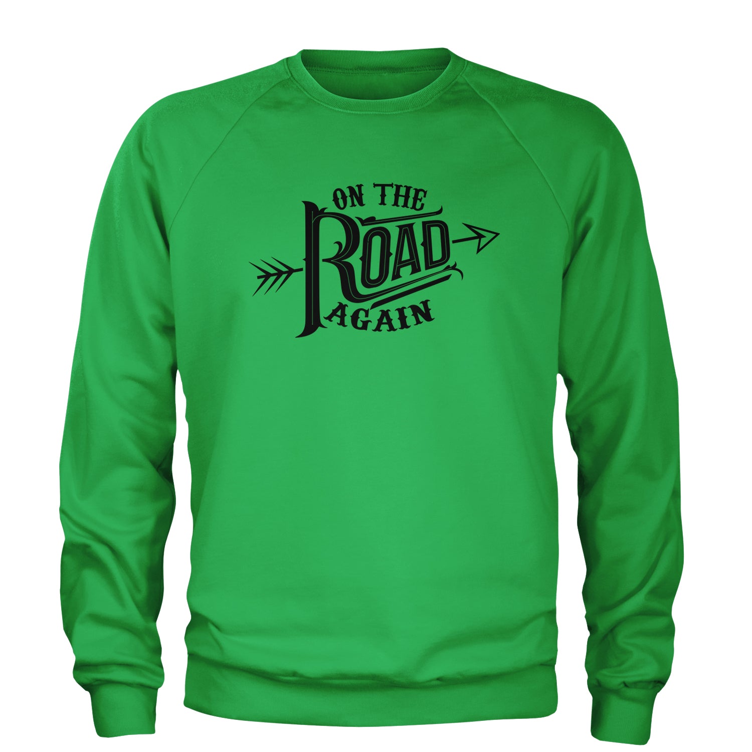 On The Road Again Hippy Country Music Adult Crewneck Sweatshirt Heather Grey