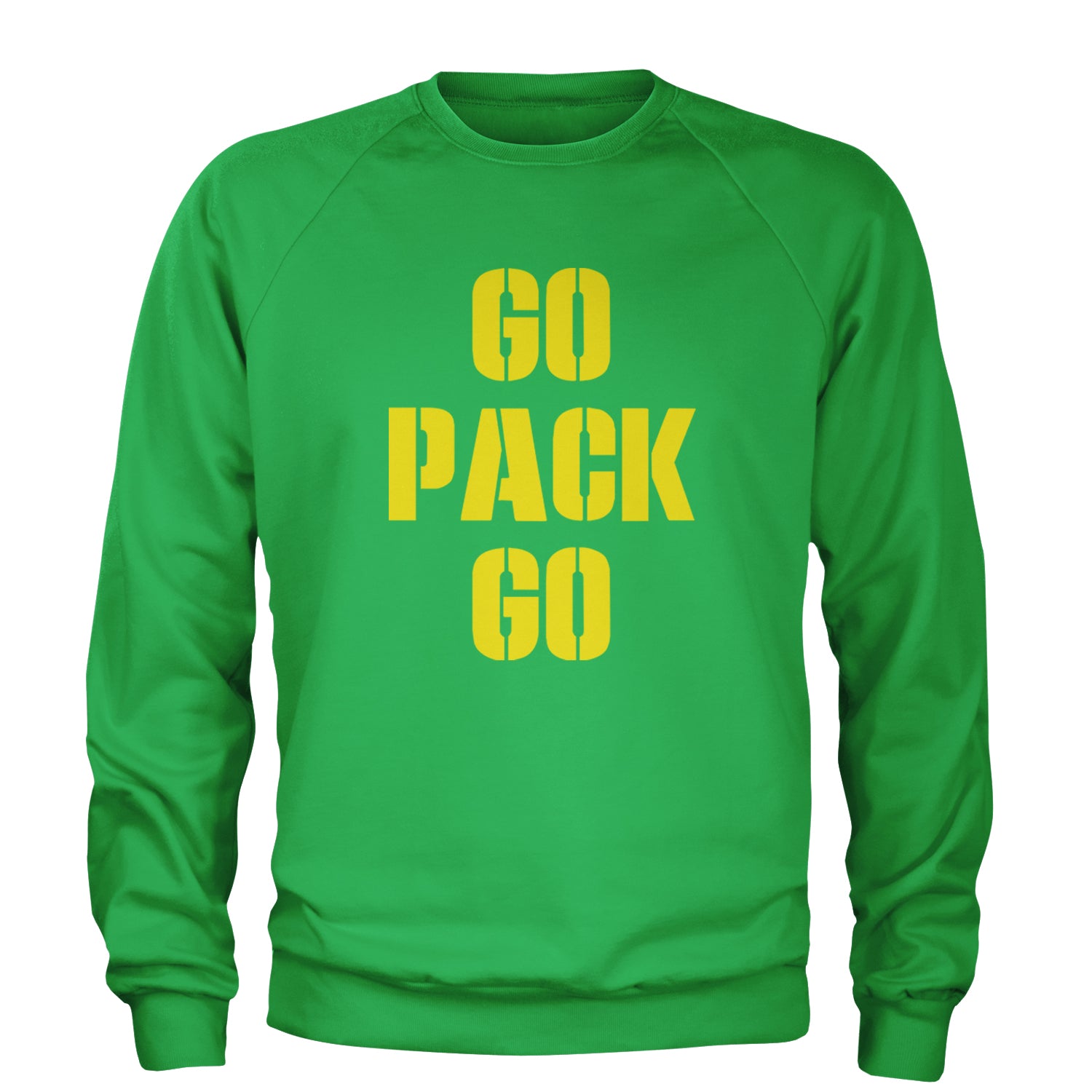 Go Pack Go Green Bay Adult Crewneck Sweatshirt Kelly Green