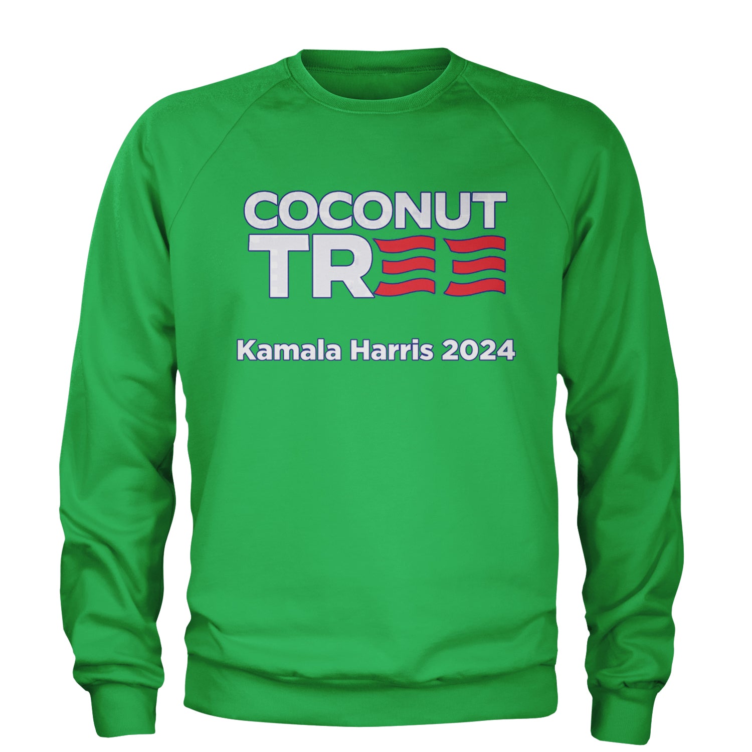 Coconut Tree - Support Kamala Harris For President 2024 Adult Crewneck Sweatshirt Kelly Green