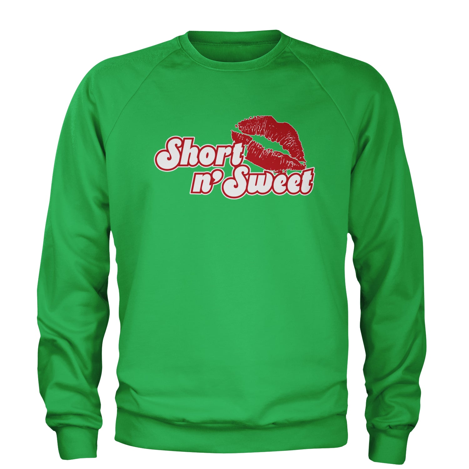 Short N' Sweet Red Lips Adult Crewneck Sweatshirt Kelly Green